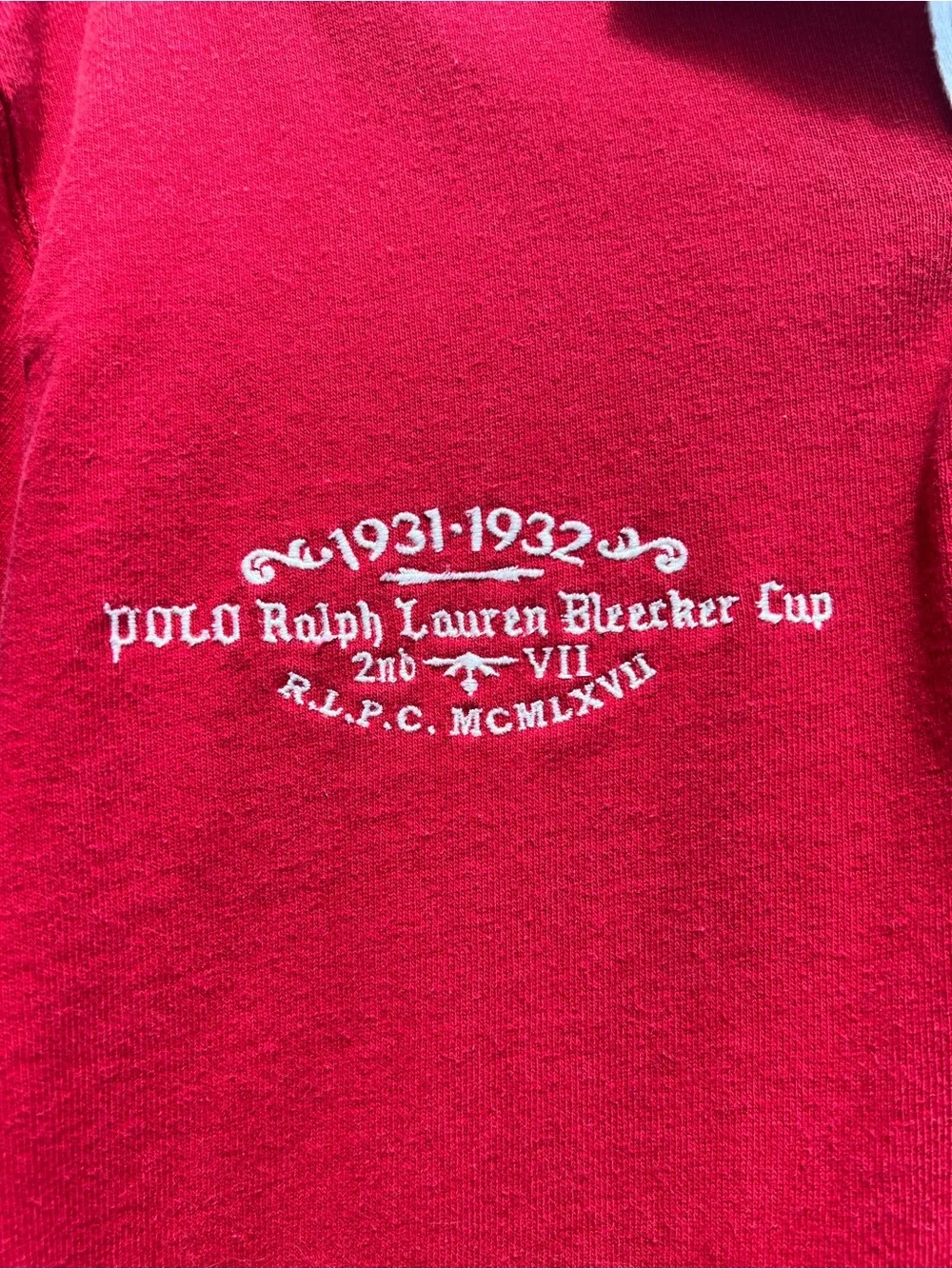Polo Ralph Lauren Vintage Short Sleeve Rugby Shirt SzL Red/Navy Colorblock Crest